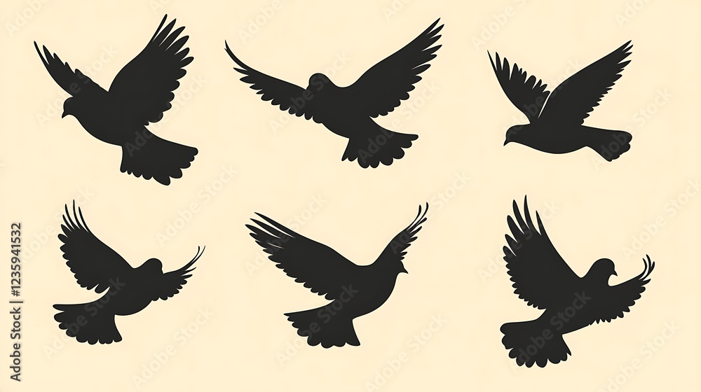 Obraz premium Silhouettes of Flying Pigeons (1)