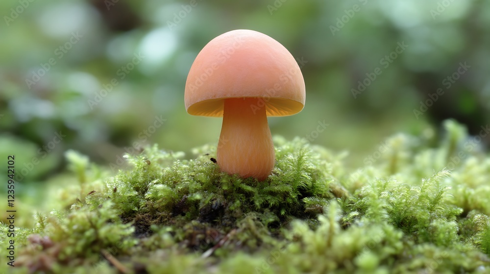 Peach Mushroom in Moss Nature Photography Peach Mushroom in Moss Nature Photography