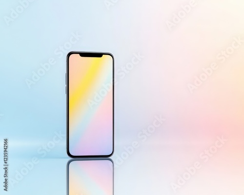 Free Download A phone with a rainbow colored screen sits on a table - GFXLoad