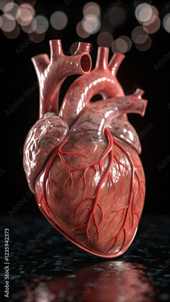 custom made wallpaper toronto digitalHuman Heart Anatomy: A detailed anatomical illustration of a human heart, rendered in vibrant hues, capturing the intricate network of chambers, vessels, and valves.