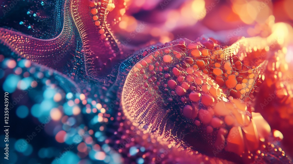 Obraz premium Abstract digital render of swirling formations with colorful orbs and textured surfaces