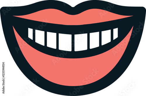 a cartoon smile with teeth on a white background