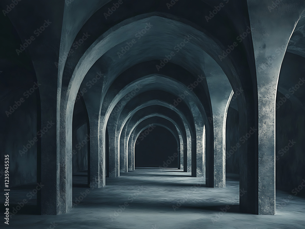 dark tunnel with intricate arches and soft, subtle lighting, offering an elegant and spacious backdrop dark tunnel with intricate arches and soft, subtle lighting, offering an elegant and spacious backdrop