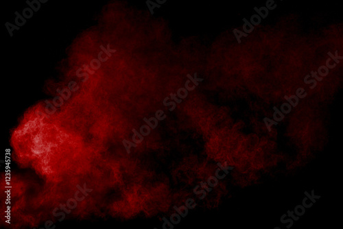 Abstract red smoke on black background. Red color clouds.