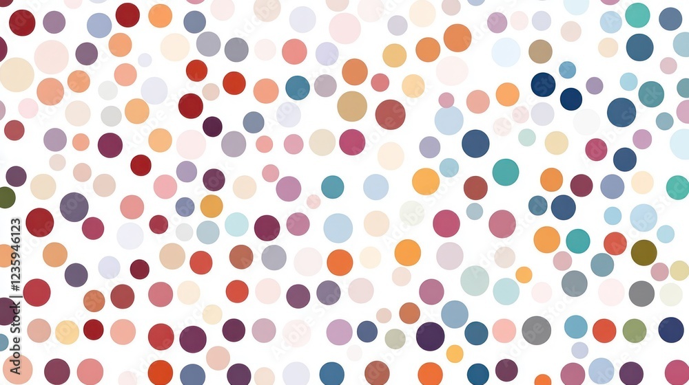 Abstract background with colorful polka dots of varying sizes on white. Abstract background with colorful polka dots of varying sizes on white.