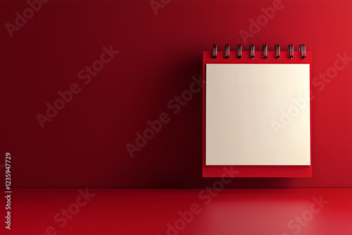 3D Blank Calendar Icon on a Vibrant Red Background for Valentine's Day, Generative AI