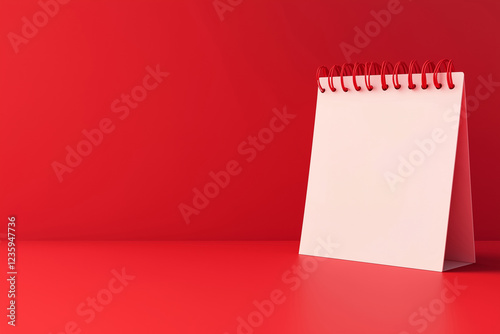 3D Blank Calendar Icon on a Vibrant Red Background for Valentine's Day, Generative AI