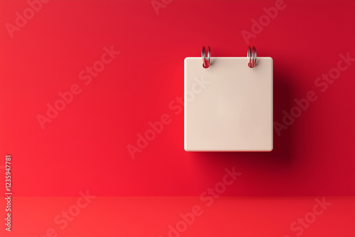 3D Blank Calendar Icon on a Vibrant Red Background for Valentine's Day, Generative AI