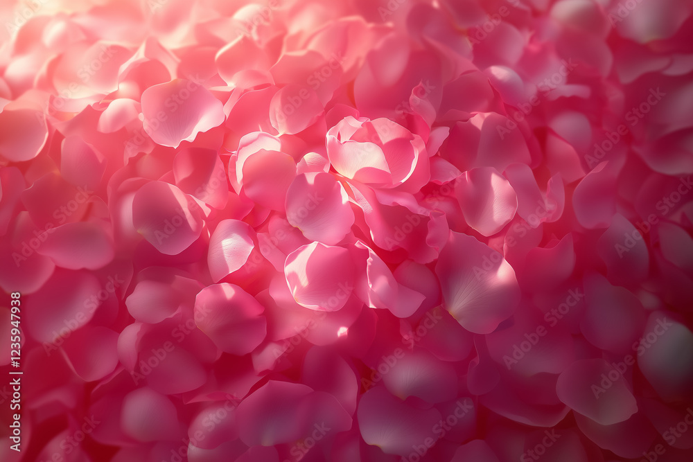 Obraz premium Romantic Pink Roses in Full Bloom – Enchanting Valentine's Day Background, Generative AI
