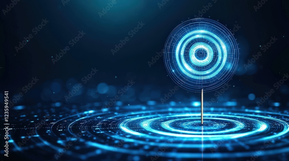 Fototapeta premium Abstract geometric lines forming a glowing target at the focal point