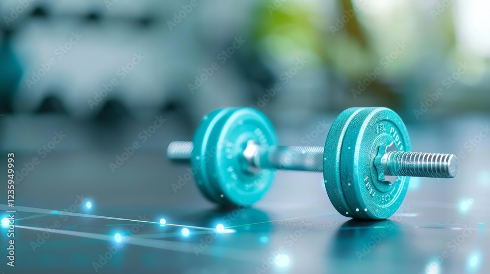 A glowing barbell represents fitness content monetization A glowing barbell represents fitness content monetization