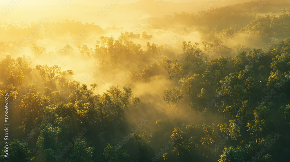 Fototapeta premium Serene Forest Mist Wallpaper