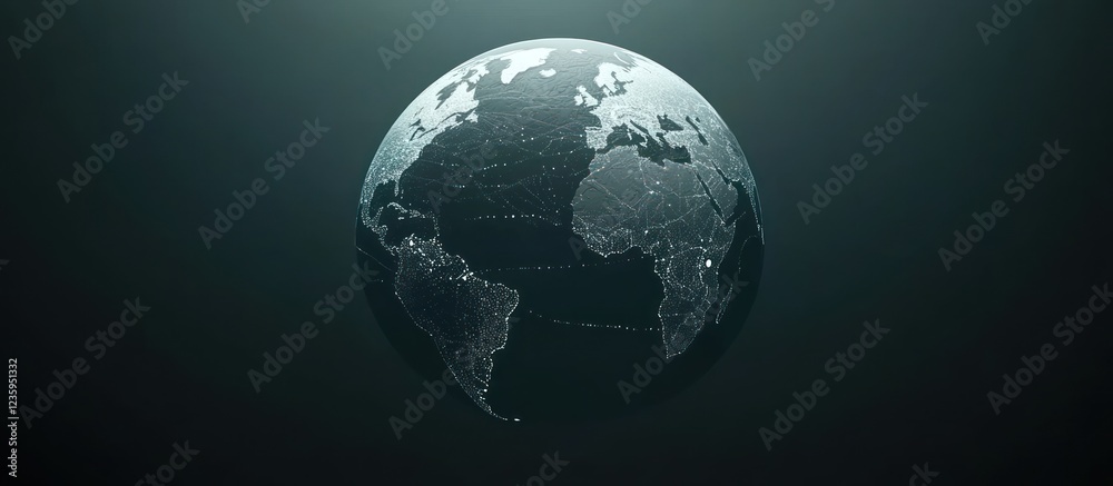 Digital Earth globe with glowing network connections.