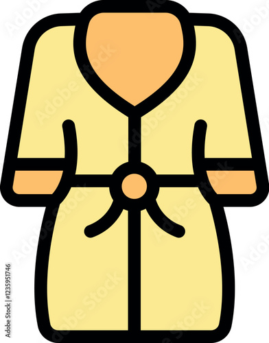 Comfortable yellow bathrobe tied with belt, offering warmth and relaxation after bath or shower