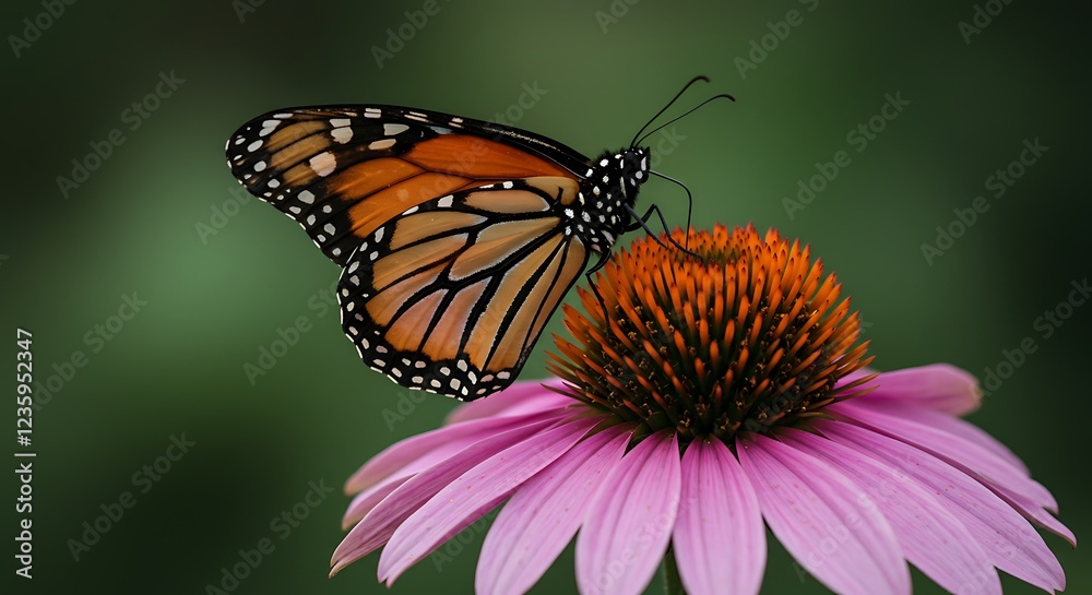 Fototapeta premium Monarch Butterfly on Pink Coneflower Nature Photography