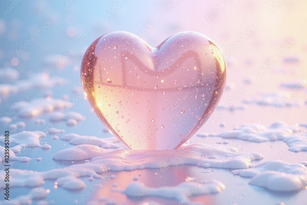 Fototapeta premium transparent heart shape with gradient on frosty background