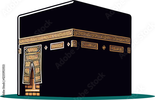 Illustration of the Holy Kaaba in Mecca, Islamic Sacred Site