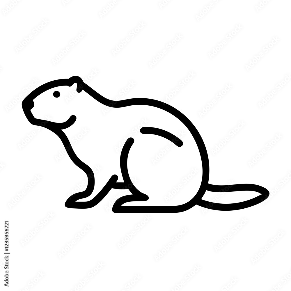Obraz premium Beaver icon in minimalistic style on transparent background