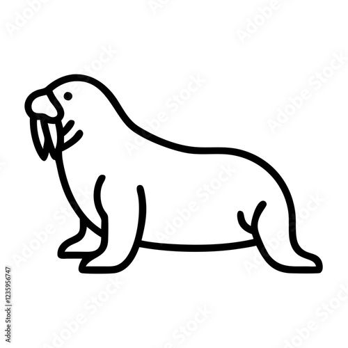 Walrus icon in minimalistic style on transparent background 