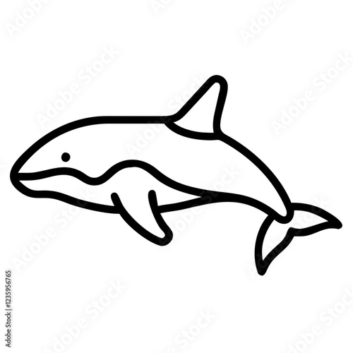 Orca icon in minimalistic style on transparent background 