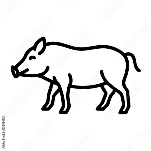 Wild boar icon graphic design on transparent background in minimalist style