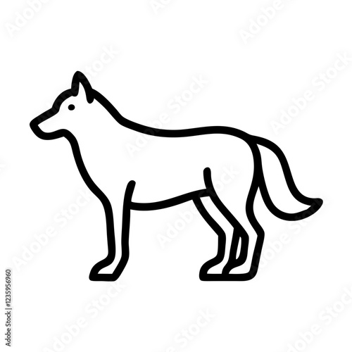 Wolf icon on a transparent background in a minimalistic style