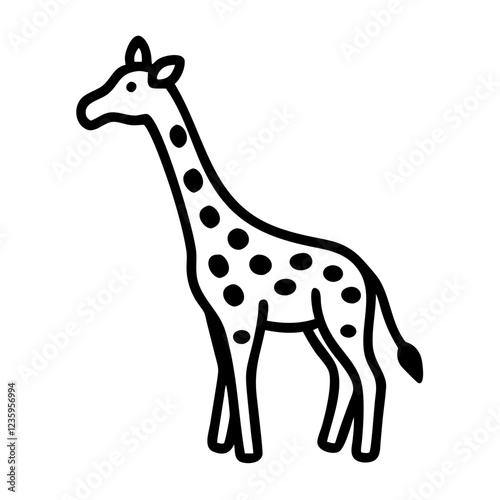 Icon of a giraffe gracefully standing on a transparent background
