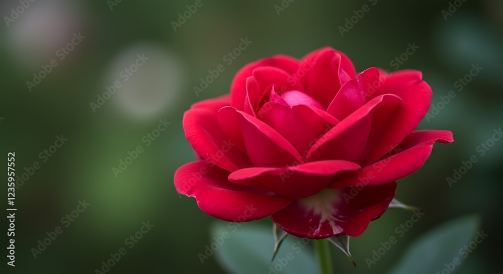Fototapeta premium Stunning Red Rose Close Up Macro Photography