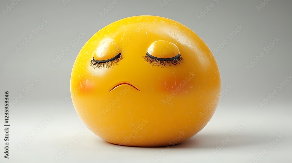 Fototapeta premium 3D Sad Emoji, Digital Art, Studio Shot, Illustration, Design Element