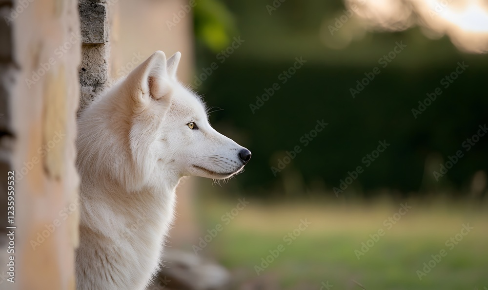White wolf photography side profile, Generative AI White wolf photography side profile, Generative AI