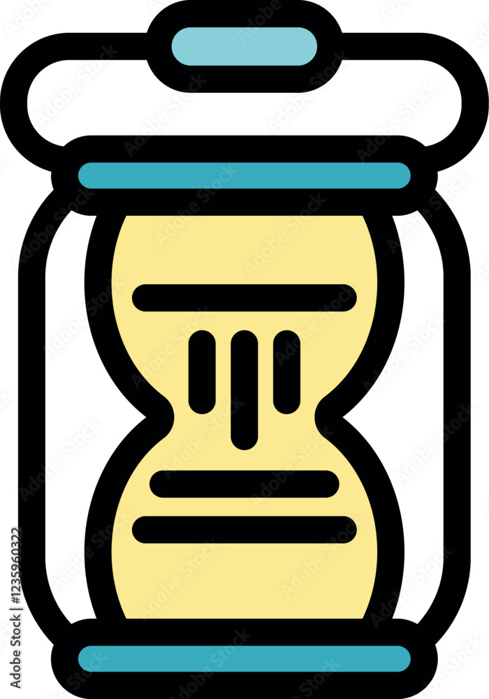 Sand is falling inside an hourglass, measuring the passage of time