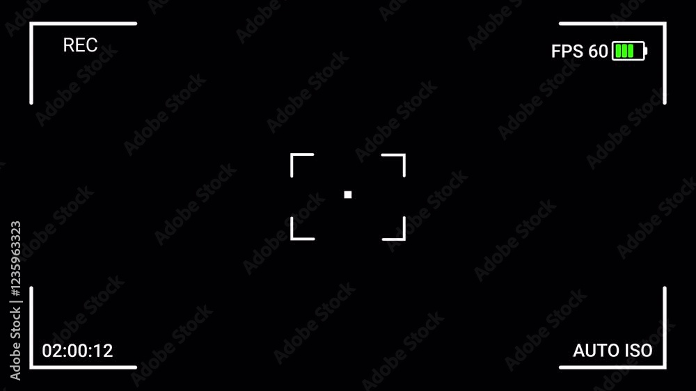 Video camera recorder screen interface with alpha channel, Recording camera screen interface with timer on a transparent background , Camera recording screen overlay