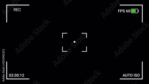 Video camera recorder screen interface with alpha channel, Recording camera screen interface with timer on a transparent background , Camera recording screen overlay