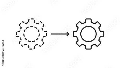 integration or transformation icon like thin line gear