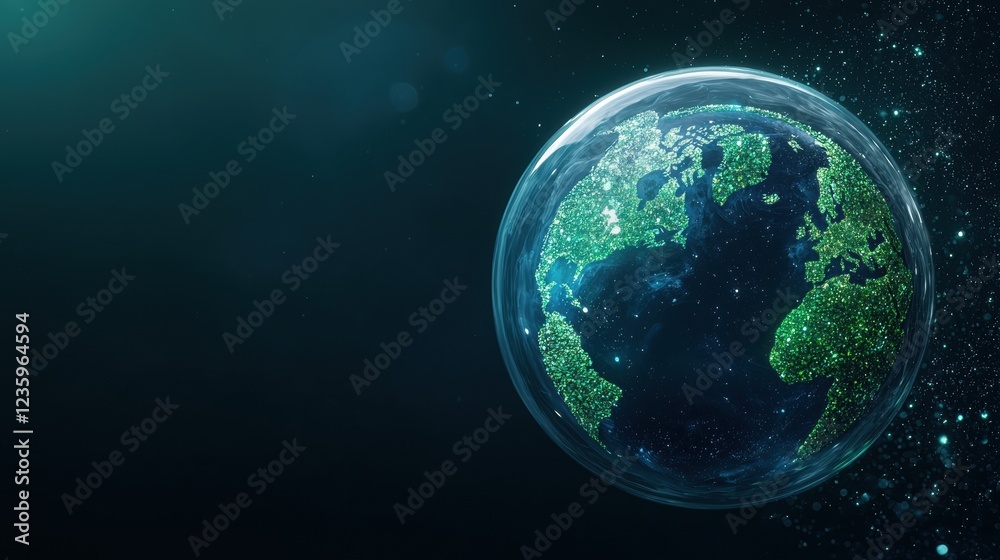 Obraz premium earth Protect Globe with a protective shield around it, representing global environmental protection and safeguarding the planet