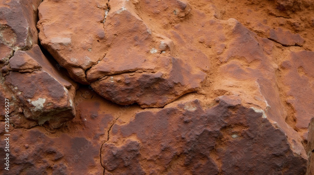 Fototapeta premium Rugged Beauty: Close-Up of Textured Rock Formations The Earth’s Palette: Exploring Reddish-Brown Rock Textures Natural Erosion: Captivating Patterns in Rock Structure