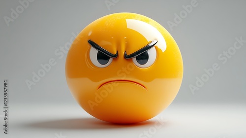 Angry emoticon, 3D render, studio shot, digital art, possible use for social media, design photo