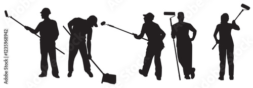 set of painter silhouette. House painter silhouette