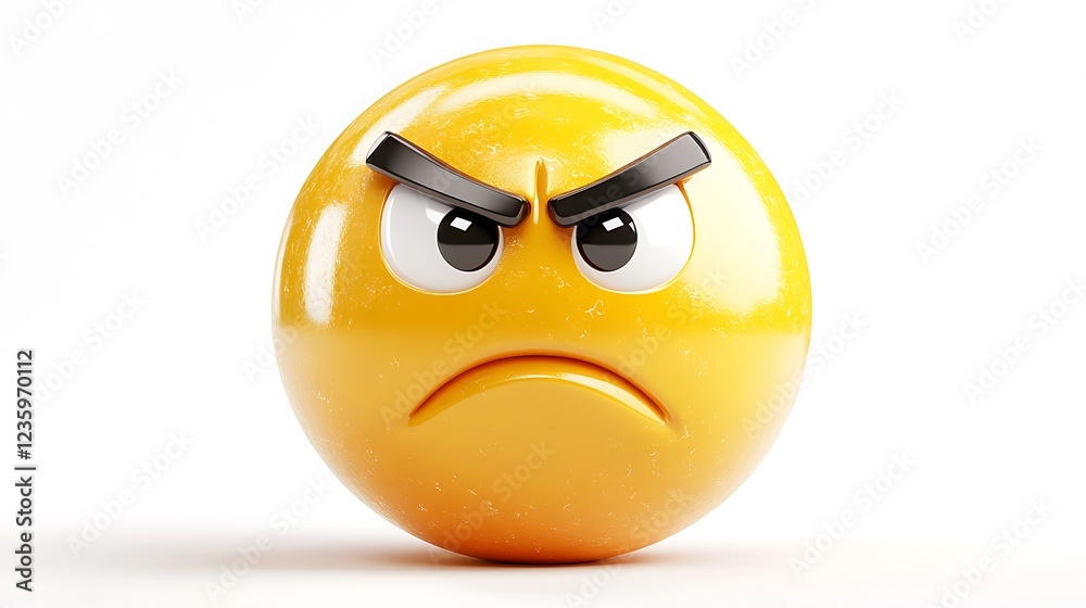 3D Angry Emoji, Isolated on White Background, Possible use for social media, cartoons, or graphic design 3D Angry Emoji, Isolated on White Background, Possible use for social media, cartoons, or graphic design