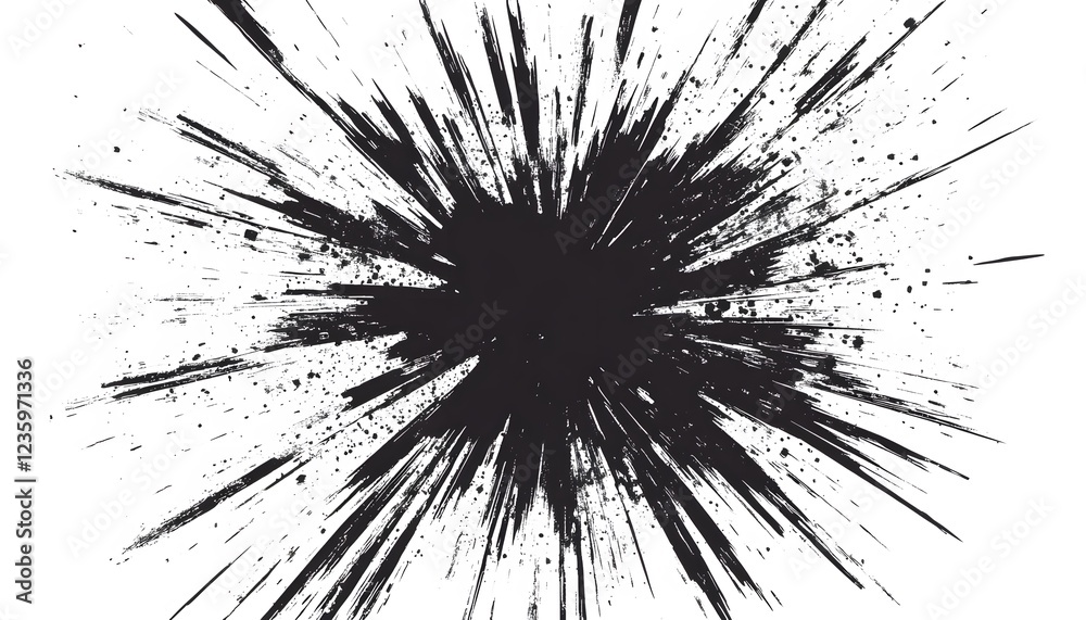Naklejka premium Abstract Black Ink Explosion Radiating Design