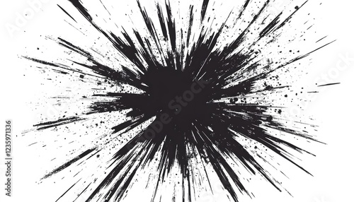 Abstract Black Ink Explosion Radiating Design