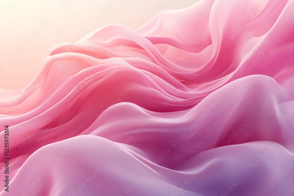 Abstract Pink Fabric Draped Softly In Waves