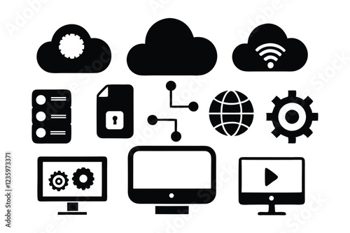 Cloud Computing and Network Technology Icons Set