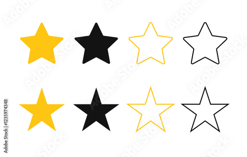 Set of five stars review. Stars rating icon set, Customer feedback. Vector set