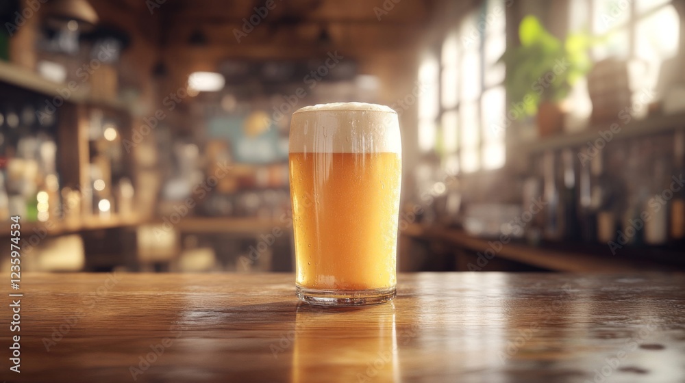Refreshing Beer in a Glass at a Cozy Pub