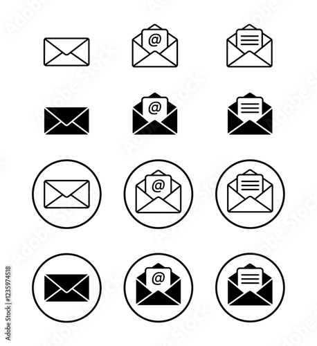 Mail icon set. email icon vector. Vector illustration