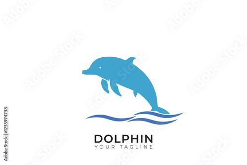 River dolphin silhouette logo, dolphin flat logo design, dolphin simple logo