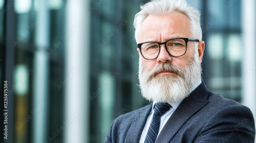 Confident senior businessman portrait, city background, professional headshot Confident senior businessman portrait, city background, professional headshot