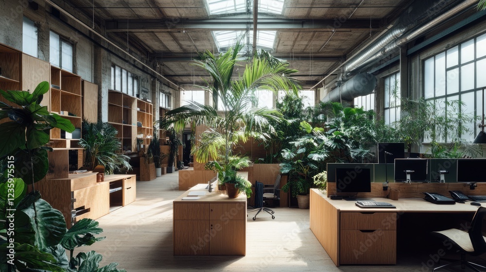 A warehouse converted into a modular office space with open, flexible layouts. A warehouse converted into a modular office space with open, flexible layouts.