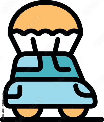 Parachute delivering car safely to the ground, ensuring secure and efficient transportation